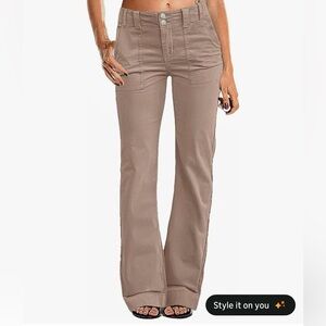 Wide Leg Pants Women Mid Waist Dress Flare Straight Leg Corduroy Pants S